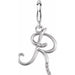 Ladies Script Initial R Natural Diamond Charm/Pendant (I2, G-H) — Sterling Silver