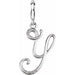 Ladies Script Initial Y Natural Diamond Charm/Pendant (I2, G-H) — Sterling Silver