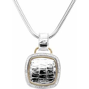 Ladies Natural Diamond Alligator Skin Necklace (I1, G-H) — Sterling Silver & 14K Yellow Gold