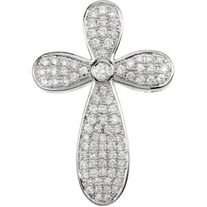 Ladies Natural Diamond Cross Pendant (I1, H+) — 14K White Gold