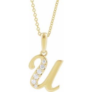 Ladies Natural Diamond Initial U Necklace (I1, G-H Ctw) — 14K Yellow Gold
