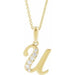 Ladies Natural Diamond Initial U Necklace (I1, G-H Ctw) — 14K Yellow Gold