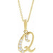 Ladies Natural Diamond Initial Q Necklace (I1, G-H Ctw) — 14K Yellow Gold