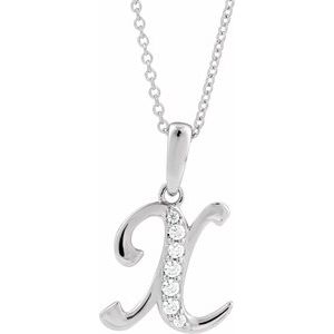 Ladies Natural Diamond Initial X Necklace (I1, G-H Ctw) — 14K White Gold