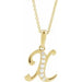 Ladies Natural Diamond Initial X Necklace (I1, G-H Ctw) — 14K Yellow Gold