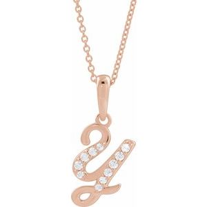 Ladies Natural Diamond Initial Y Necklace (I1, G-H Ctw) — 14K Rose Gold