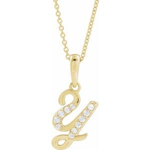 Ladies Natural Diamond Initial Y Necklace (I1, G-H) — 14K Yellow Gold