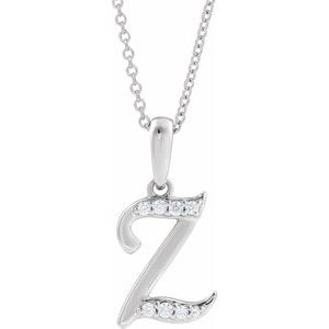 Ladies Natural Diamond Initial Z Necklace (I1, G-H Ctw) — 14K White Gold