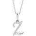 Ladies Natural Diamond Initial Z Necklace (I1, G-H Ctw) — 14K White Gold