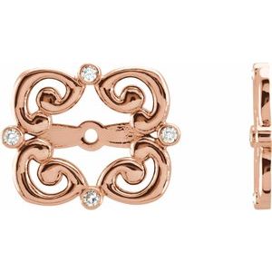 Ladies Natiral Diamond Earring Jackets with 5.7 mm ID — 14K Rose Gold