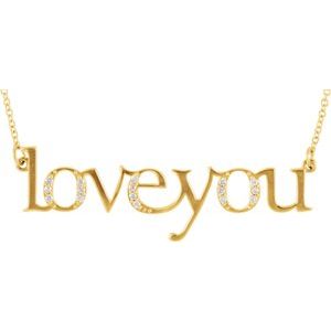 Ladies Natural Diamond "Love You" Phrase 17 1/ Necklace (I1, G-H) — 14K Yellow Gold