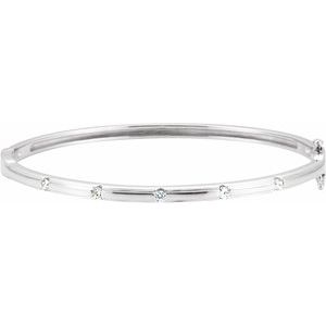 Ladies Natural Diamond Bangle Bracelet (I1, G-H) — 14K White Gold