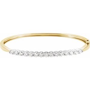 Ladies 14K Yellow/ Natural Diamond Bangle Bracelet (I1, G-H) — 14K Yellow/White Gold