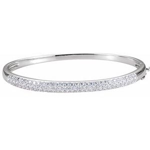 Ladies Natural Diamond Bangle Bracelet (I1, H+) — 14K White Gold