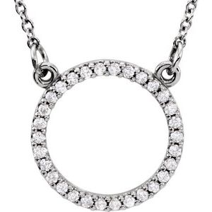 Ladies Natural Diamond Circle Necklace (I1, G-H) — 14K White Gold