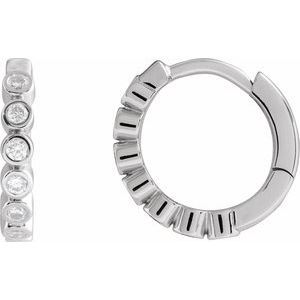 Ladies Natural Diamond 12.24 mm Hinged Hoop Earrings (I1, G-H) — Sterling Silver