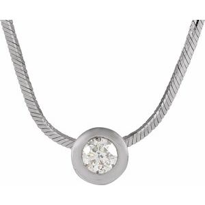 Ladies Natural Diamond Solitaire Necklace (I1, G-H) — 14K White Gold