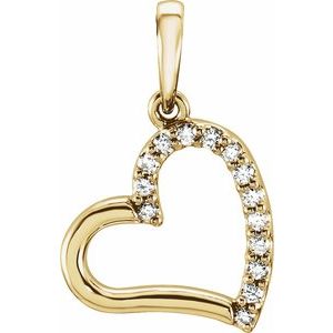 Ladies Natural Diamond Heart Pendant (I1, G-H) — 14K Yellow Gold