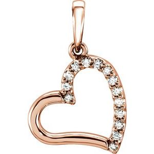 Ladies Natural Diamond Heart Pendant (I1, G-H) — 14K Rose Gold