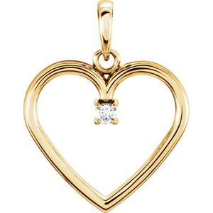 Ladies Natural Diamond Heart Pendant (I1, G-H) — 14K Yellow Gold