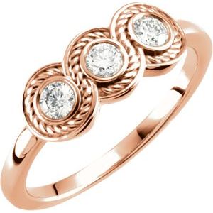 Ladies Natural Diamond Three-Stone Ring (I1, G-H) — 14K Rose Gold