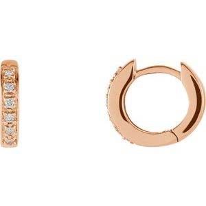 Ladies Natural Diamond Hinged 12.4 mm Hoop Earrings (Si1, G-H) — 14K Rose Gold