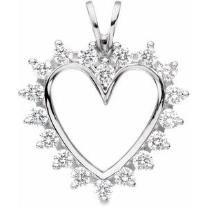 Ladies Natural Diamond Heart Pendant (I1, G-H) — 14K White Gold