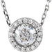 Ladies Natural Diamond Halo-Style Necklace (I1, G-H) — 14K White Gold