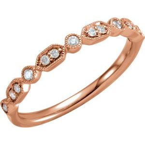 Ladies Natural Diamond Stackable Ring (I1, Ghi) — 14K Rose Gold