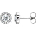 Ladies Natural Diamond Halo-Style Earrings — 14K White Gold