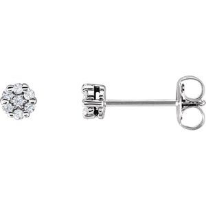 Ladies Natural Diamond Cluster Earrings (I3, H-J) — 14K White Gold