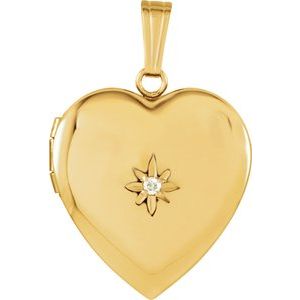 Ladies Natural Diamond Heart Locket — 14K Yellow Gold