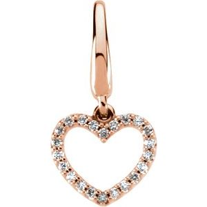 Ladies Natural Diamond Heart Charm/Pendant (I1, G-H) — 14K Rose Gold