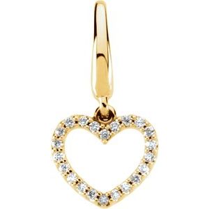 Ladies Natural Diamond Heart Charm/Pendant (I1, G-H) — 14K Yellow Gold