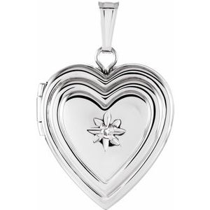 Ladies Natural Diamond 15 mm Heart Locket (I3, Ghi) — Sterling Silver