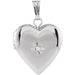 Ladies Natural Diamond Heart Locket — 14K White Gold