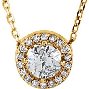 Ladies Natural Diamond Halo-Style Necklace (I1, G-H) — 14K Yellow Gold