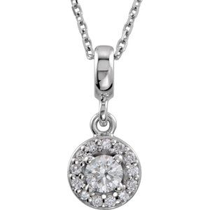 Ladies Natural Diamond Halo-Style Necklace (I1, G-H) — 14K White Gold