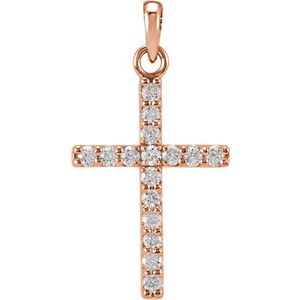 Ladies Natural Diamond Cross Pendant (I1, G-H) — 14K Rose Gold