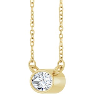 Lab-Grown Diamond Bezel-Set Solitaire Necklace - Style 89076