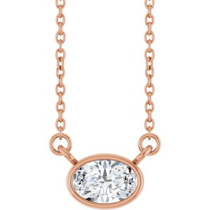 Ladies Natural Diamond Necklace (Si2-Si3, Ghi) — 14K Rose Gold