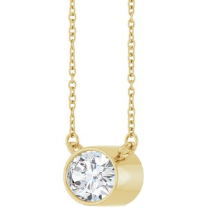 Lab-Grown Diamond Bezel-Set Solitaire Necklace - Style 89076