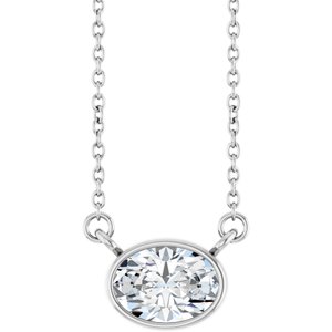 Lab-Grown Diamond Bezel-Set Solitaire Necklace - Style 89076