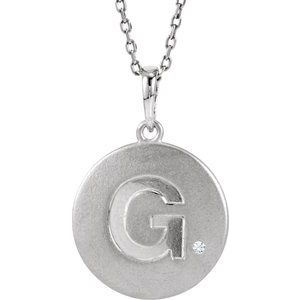 Ladies Natural Diamond Initial G Necklace (I2, G-H) — Sterling Silver