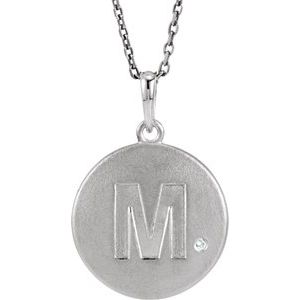 Ladies Natural Diamond Initial M Necklace (I2, G-H) — Sterling Silver