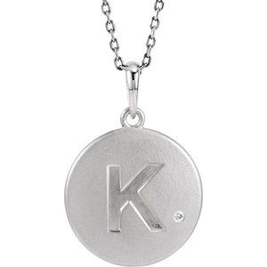 Ladies Natural Diamond Initial K Necklace (I2, G-H) — Sterling Silver