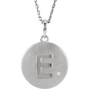 Ladies Natural Diamond Initial E Necklace (I2, G-H) — Sterling Silver