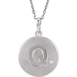 Ladies Natural Diamond Initial Q Necklace (I2, G-H) — Sterling Silver