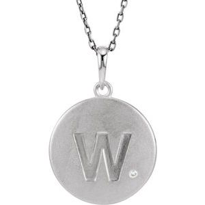 Ladies Natural Diamond Initial W Necklace (I2, G-H) — Sterling Silver