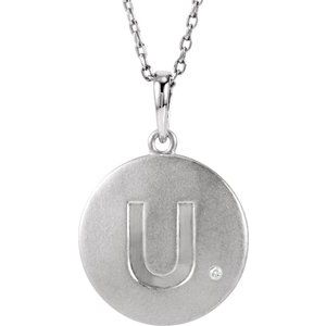 Ladies Natural Diamond Initial U Necklace (I2, G-H) — Sterling Silver